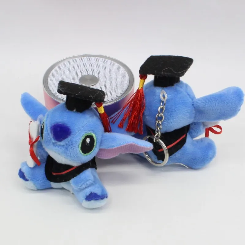 New PhD Stitch Plush Keychain Toys Cute Movie Cartoon BluePink Sitting Stitch Pendants Dolls 7cm 20pcslot (5)