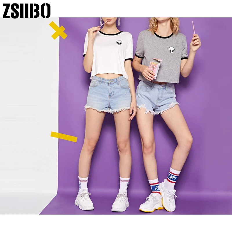 ZSIIBO 2019 Fashion 3d Print Aliens crop top Short Sleeve Short T Shirt Women T-shirts Tops Summer Round Neck Tees Girls 
ZSIIBO 2019 Fashion 3d Print Aliens crop top Short Sleeve Short T Shirt Women T-shirts Tops Summer Round Neck Tees Girls