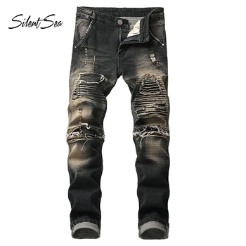 Silentsea Men's Ripped Biker Jeans Cotton Slim Fit Male Motorcycle Pants Men Vintage Distressed Patchwork Denim Trousers
Silentsea Men's Ripped Biker Jeans Cotton Slim Fit Male Motorcycle Pants Men Vintage Distressed Patchwork Denim Trousers
