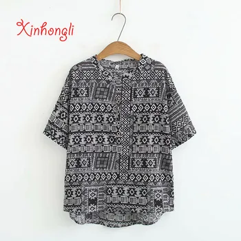 Plus size thin cotton Geometric print women loose T shirts 2019 summer casual ladies stand collar tshirts female tops t-shirts
Plus size thin cotton Geometric print women loose T shirts 2019 summer casual ladies stand collar tshirts female tops t-shirts