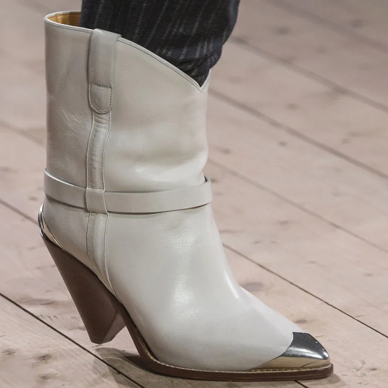 Black White Red Fashion Motorcycle Boots Chunky Heel Runway Shoes Women Cap Toe Slip On Genuine Leather Women Ankle Booties
Black White Red Fashion Motorcycle Boots Chunky Heel Runway Shoes Women Cap Toe Slip On Genuine Leather Women Ankle Booties
