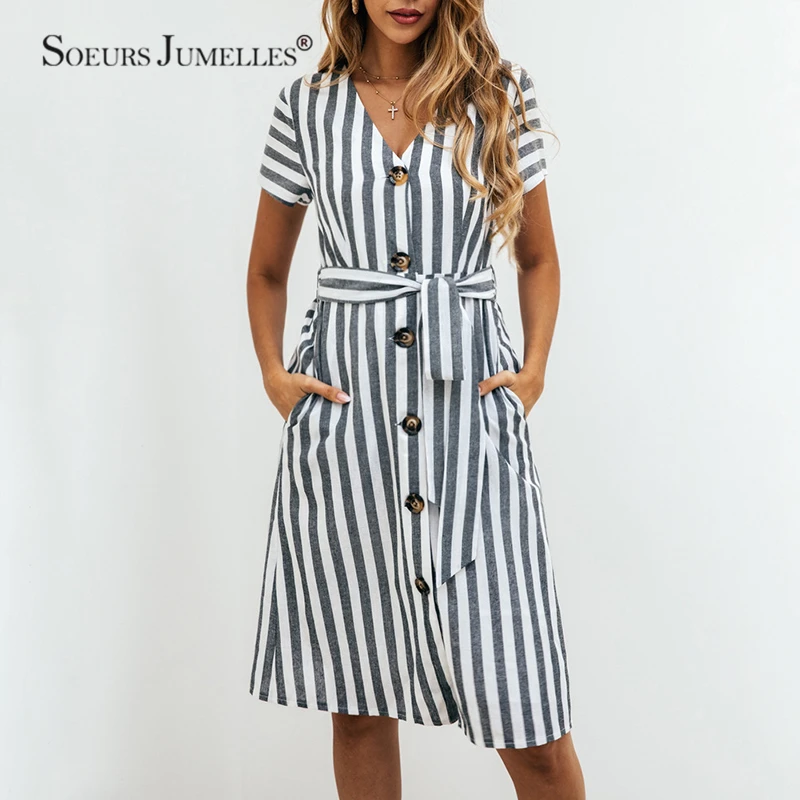 2019 Casual Striped Dresses Summer Women Fashion V-Neck Work Office Dresses Ladies Loose Holiday Beach Dresses 800051
2019 Casual Striped Dresses Summer Women Fashion V-Neck Work Office Dresses Ladies Loose Holiday Beach Dresses 800051