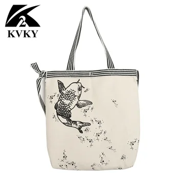 2019 Ladies Cloth Canvas Tote Bag Handmade Shopping Travel Beach Bag Women Fish Printing Shoulder Shopper Bags bolsas de tela
2019 Ladies Cloth Canvas Tote Bag Handmade Shopping Travel Beach Bag Women Fish Printing Shoulder Shopper Bags bolsas de tela