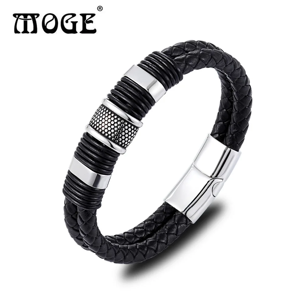 MOGE Trendy Men Black Braided Leather Bracelet 316L Stainless Steel Bracelet Men Bangle Men Jewelry Vintage Gift
MOGE Trendy Men Black Braided Leather Bracelet 316L Stainless Steel Bracelet Men Bangle Men Jewelry Vintage Gift