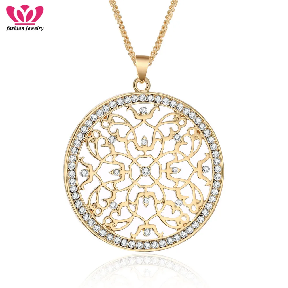 Simple Big Hollow Flower Round Pendant Necklace Gold Multilayer Chain CZ Crystal Necklace For Women Bijoux Gifts Dropshipping
Simple Big Hollow Flower Round Pendant Necklace Gold Multilayer Chain CZ Crystal Necklace For Women Bijoux Gifts Dropshipping