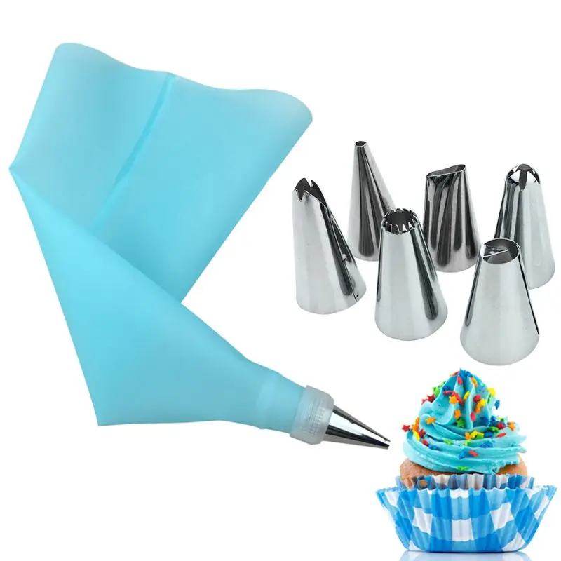 8 IN 1set Cake Tools Silicone Icing Piping Cream Pastry Bag + 6pcs Stainless Steel Nozzle Sets DIY Cake Decor Baking Tool
8 IN 1set Cake Tools Silicone Icing Piping Cream Pastry Bag + 6pcs Stainless Steel Nozzle Sets DIY Cake Decor Baking Tool