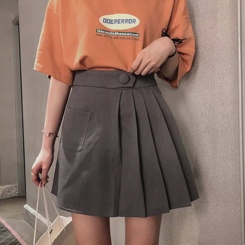 2019 Summer New Pleated Umbrella Skirt High Waist Wild Color Pocket Button Decoration Faldas Mujer Moda Preppy Style TQ4005B
2019 Summer New Pleated Umbrella Skirt High Waist Wild Color Pocket Button Decoration Faldas Mujer Moda Preppy Style TQ4005B