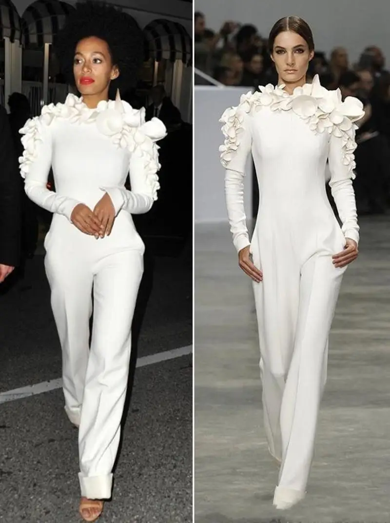 2019 New Graceful White Celebrity Dresses Jumpsuit Long Sleeves High Neck with Flowers Formal Party Evening Dresses Custom Made
2019 New Graceful White Celebrity Dresses Jumpsuit Long Sleeves High Neck with Flowers Formal Party Evening Dresses Custom Made