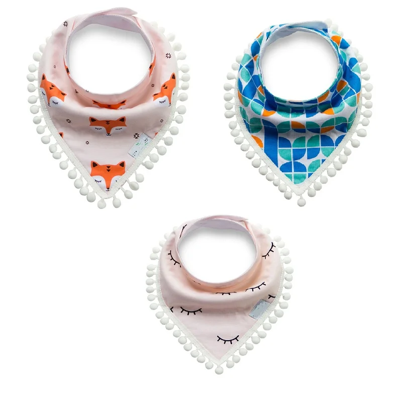 Owlzz New Fashion Cotton Baby Bibs Slobber Double Baby Burp Cloth Fox Dot Saliva Towel Children's Accessories