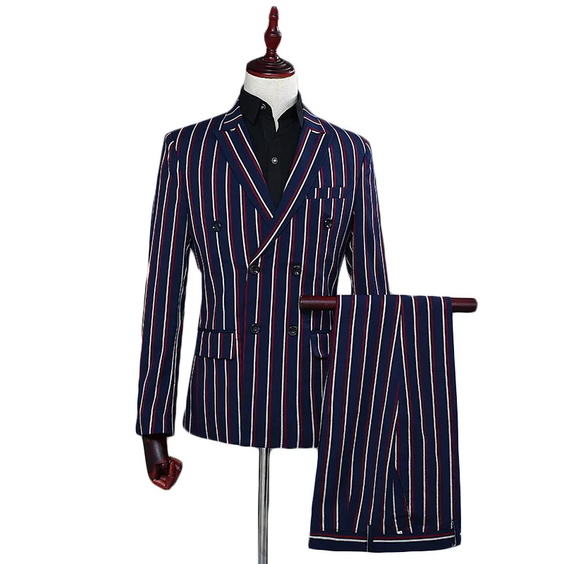 Loldeal 2018 Mens Double Breasted Suit Slim Fit Stripe Suits For gentleman Navy Blue White Men's Wedding Groom Suits Prom Wear
Loldeal 2018 Mens Double Breasted Suit Slim Fit Stripe Suits For gentleman Navy Blue White Men's Wedding Groom Suits Prom Wear