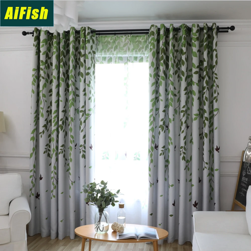 Thermal Insulated Blackout Curtain Panels for Bedroom Green Willow Leaves and Swallow Printed Kids Sheer Drapery Tulle WP2073
Thermal Insulated Blackout Curtain Panels for Bedroom Green Willow Leaves and Swallow Printed Kids Sheer Drapery Tulle WP2073