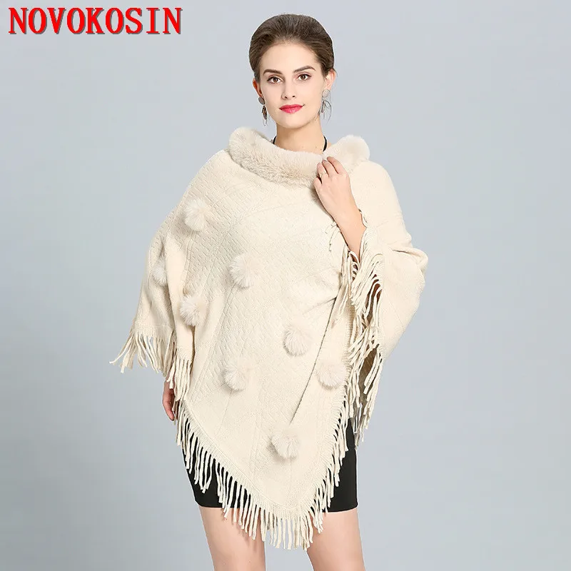 Women Cape Floral Poncho 2020 Winter Faux Fox Fur Shawl Knitted Triangle Tassel Sweater Plus Size Pullover Coat Fur Neck
Women Cape Floral Poncho 2020 Winter Faux Fox Fur Shawl Knitted Triangle Tassel Sweater Plus Size Pullover Coat Fur Neck