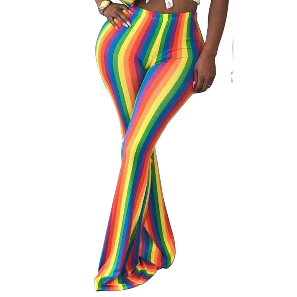 Sexy Rainbow Striped Flare Pants 2018 Fashion Casual Stretch Pants Trousers Skinny Long High Waist Bottom Bell Pants
Sexy Rainbow Striped Flare Pants 2018 Fashion Casual Stretch Pants Trousers Skinny Long High Waist Bottom Bell Pants