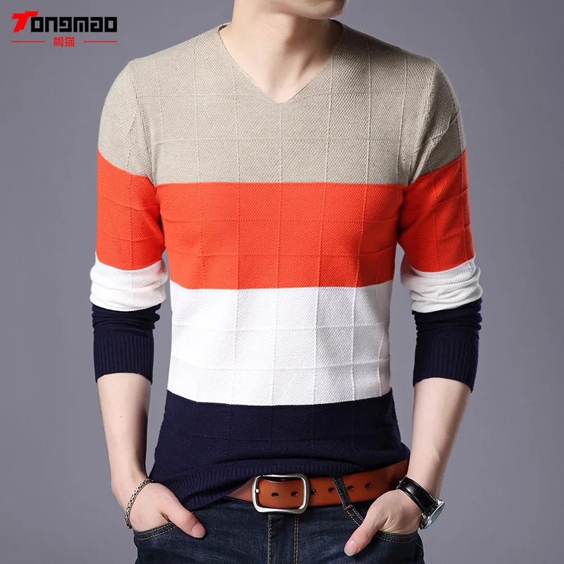 TONGMAO Autumn Winter New Cashmere Wool Men Clothing Sweaters Thick Warm Pull Homme Men Striped Spliced V-Neck Pullover Shirts
TONGMAO Autumn Winter New Cashmere Wool Men Clothing Sweaters Thick Warm Pull Homme Men Striped Spliced V-Neck Pullover Shirts
