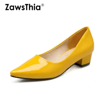 ZawsThia 2020 spring summer patent PU leather pointed toe square med heels dress shoes yellow black woman loafers slip-on pumps
ZawsThia 2020 spring summer patent PU leather pointed toe square med heels dress shoes yellow black woman loafers slip-on pumps
