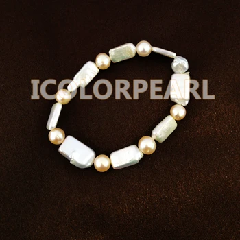 WEICOLOR Nice Special Shaped (Square,Retangle, Oval)White And Pink Natural Freshwater Pearl Bracelet on Elastic
WEICOLOR Nice Special Shaped (Square,Retangle, Oval)White And Pink Natural Freshwater Pearl Bracelet on Elastic