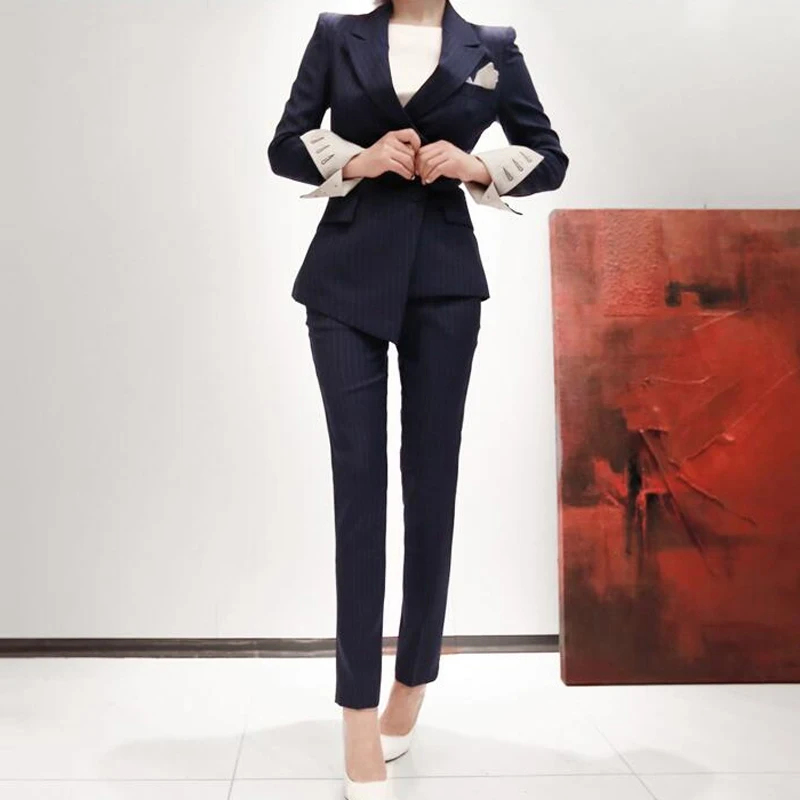BGTEEVER Fashion Striped Slim Women Suits Office Lady Blazer Jacket & Pencil Pant Work Business Suits 2018 Pant Suits OL Outfits
BGTEEVER Fashion Striped Slim Women Suits Office Lady Blazer Jacket & Pencil Pant Work Business Suits 2018 Pant Suits OL Outfits