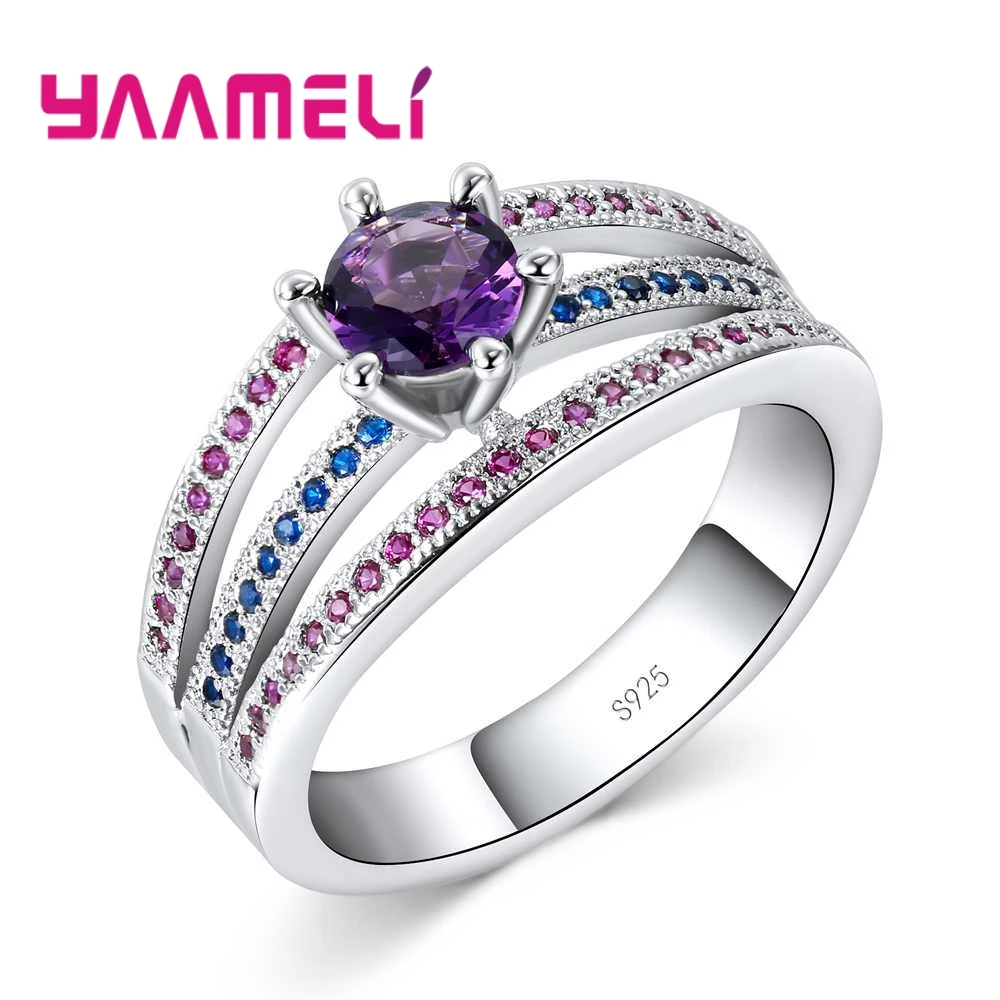 Luxury Beautiful Purple Round Crystal Geometric Pattern Ring Party Wedding Ceremony Jewelry 925 Sterling Silver For Girl
Luxury Beautiful Purple Round Crystal Geometric Pattern Ring Party Wedding Ceremony Jewelry 925 Sterling Silver For Girl