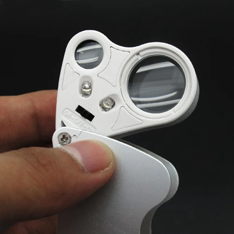 30X 22mm Mini Jewelry Loupe 60X 12mm Jewelry Identifying Magnifier Double-Multiple Portable Magnifying Glass With LED Light
30X 22mm Mini Jewelry Loupe 60X 12mm Jewelry Identifying Magnifier Double-Multiple Portable Magnifying Glass With LED Light