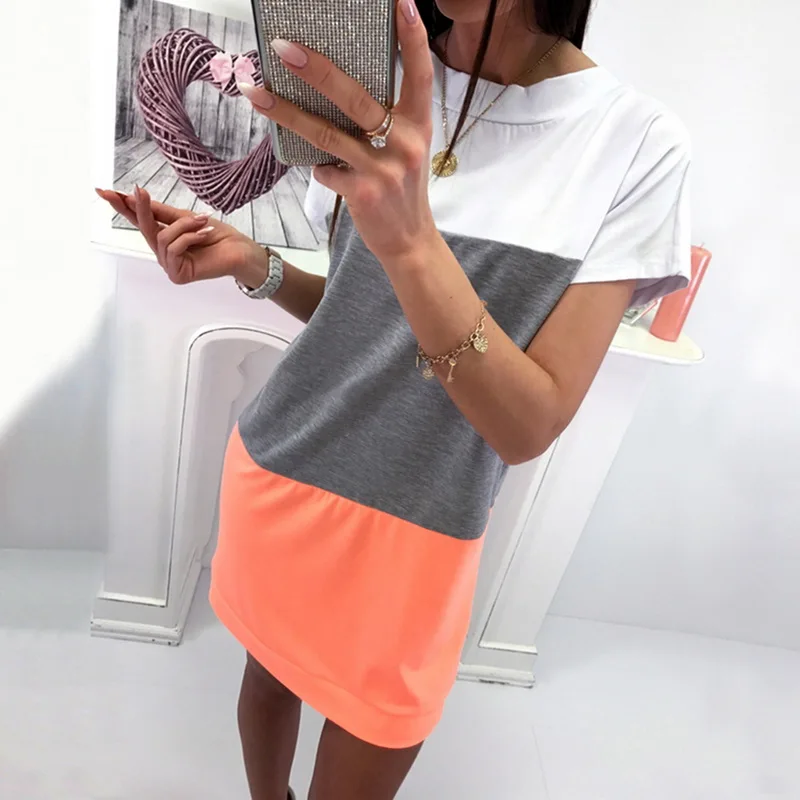 CALOFE Women's Summer Dress Casual Loose Short-sleeved Mini Dress Women's Color Block Dresses Women Ladies Dress
CALOFE Women's Summer Dress Casual Loose Short-sleeved Mini Dress Women's Color Block Dresses Women Ladies Dress