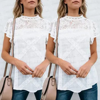 2018 Women Summer Loose Casual Crew Neck Lace Shirt Tops Blouse Ladies Loose Shirt Tops Plus Size
2018 Women Summer Loose Casual Crew Neck Lace Shirt Tops Blouse Ladies Loose Shirt Tops Plus Size