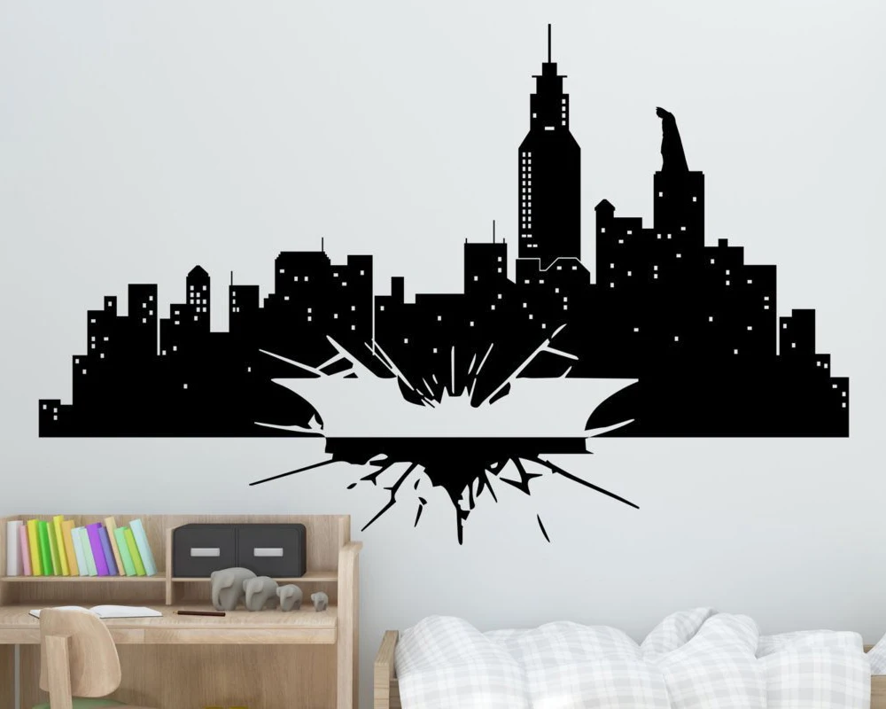 Dark Knight Wall Sticker Vinyl Waterproof Art Design Batman Gotham Skyline Kids Room Boy Bedroom Decoration W481
Dark Knight Wall Sticker Vinyl Waterproof Art Design Batman Gotham Skyline Kids Room Boy Bedroom Decoration W481
