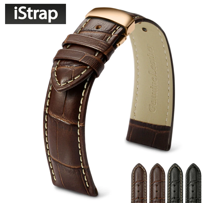 

iStrap 18mm to 24mm Genuine Leather Watch Band Straps for IWC Hamilton Omega Casio Breitling Tudor Watchband Flight Pilot Hour