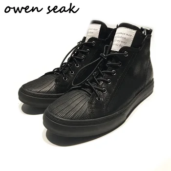 Owen Seak New Men Casual Shoes High Top Luxury Trainers Genuine Leather Boots Men Lace-up Flats Black Sneaker Spring Shoes 
Owen Seak New Men Casual Shoes High Top Luxury Trainers Genuine Leather Boots Men Lace-up Flats Black Sneaker Spring Shoes