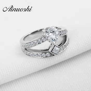 AINUOSHI Wholesale 1 Carat Pear Cut Sterling Solid 925 Silver Bridal Wedding Engagement Ring Jewelry Gifts For Lover Promise
AINUOSHI Wholesale 1 Carat Pear Cut Sterling Solid 925 Silver Bridal Wedding Engagement Ring Jewelry Gifts For Lover Promise
