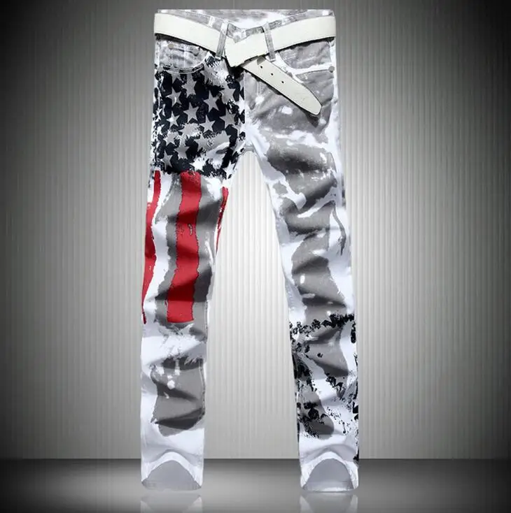 new young man stretch straight American flag jeans fashion printing slim fit casual high stretch pants men jeans gloria+jean #36 
new young man stretch straight American flag jeans fashion printing slim fit casual high stretch pants men jeans gloria+jean #36