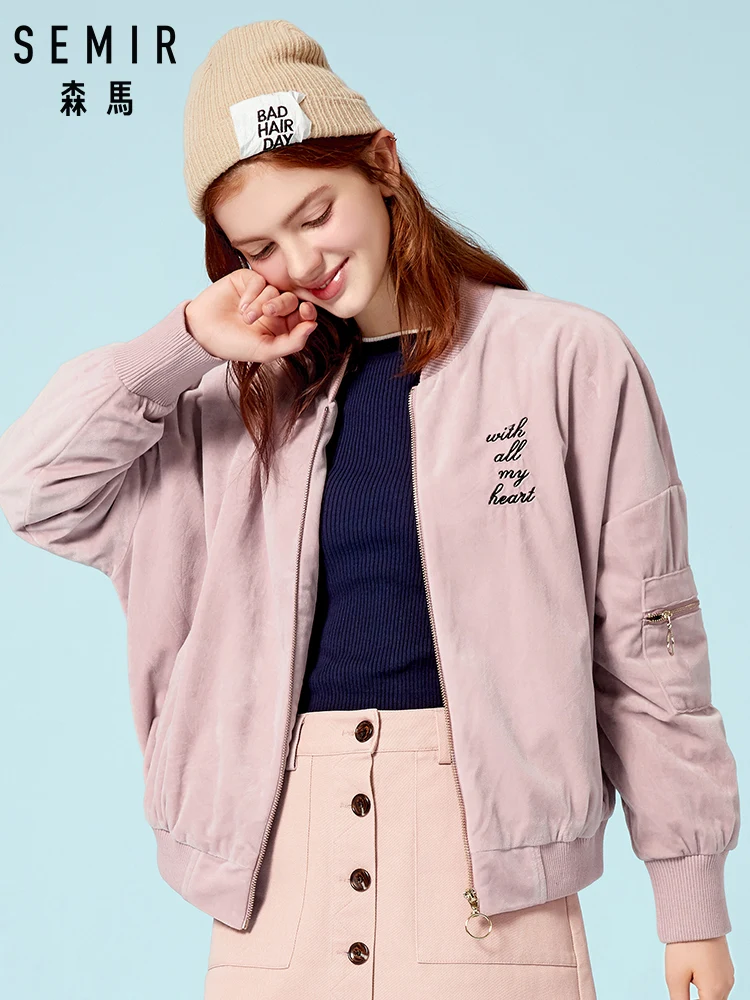 SEMIR Women Velvet Bomber Jacket Women's Embroidered Baseball Jacket with Full Zip Zip Pocket at Sleeve Women Fashion Jacket
SEMIR Women Velvet Bomber Jacket Women's Embroidered Baseball Jacket with Full Zip Zip Pocket at Sleeve Women Fashion Jacket
