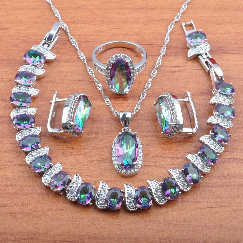 HOT SALE Rainbow Zirconia 925 Sterling Silver Jewelry Sets For Women Crystal Earrings/Pendant/Necklace/Rings/Bracelet JS0575
HOT SALE Rainbow Zirconia 925 Sterling Silver Jewelry Sets For Women Crystal Earrings/Pendant/Necklace/Rings/Bracelet JS0575