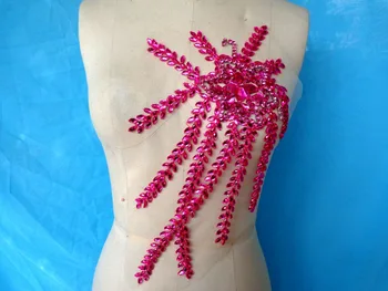 A28 Handmade sew on Rhinestones applique Pink crystal patches with stones sequins beads 38*21cm
A28 Handmade sew on Rhinestones applique Pink crystal patches with stones sequins beads 38*21cm