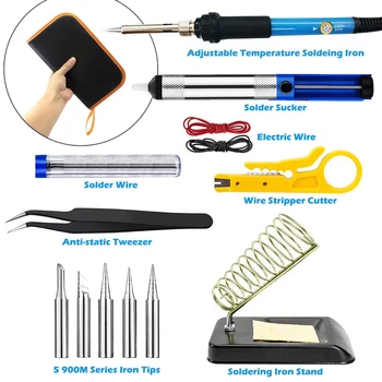 15pcs/set Adjustable 200~450 degree Complete Soldering Iron Kit Electronic Welding Irons Tool 60W Temperature
15pcs/set Adjustable 200~450 degree Complete Soldering Iron Kit Electronic Welding Irons Tool 60W Temperature