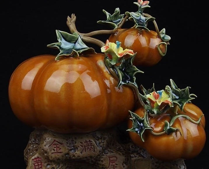 Chinese Pottery Porcelain Home Display Lucky Pumpkin cuaurbit cushaw Art Statue
Chinese Pottery Porcelain Home Display Lucky Pumpkin cuaurbit cushaw Art Statue