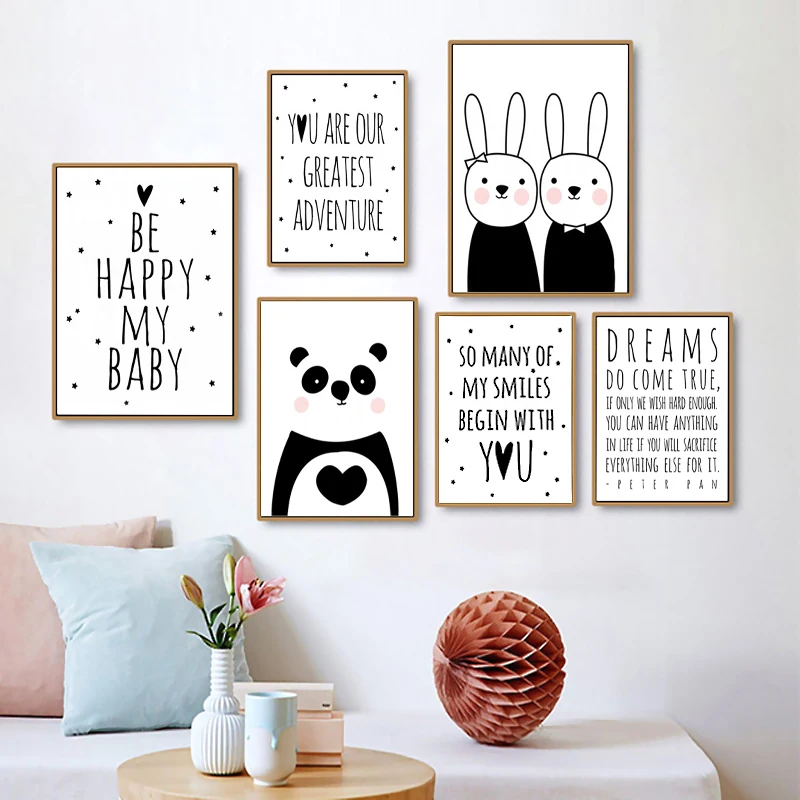 Baby Nursery Wall Art Canvas Poster Dreams Quote Panda Bunny Animal Cartoon Canvas Painting Prints Kids Bedroom Decoration
Baby Nursery Wall Art Canvas Poster Dreams Quote Panda Bunny Animal Cartoon Canvas Painting Prints Kids Bedroom Decoration