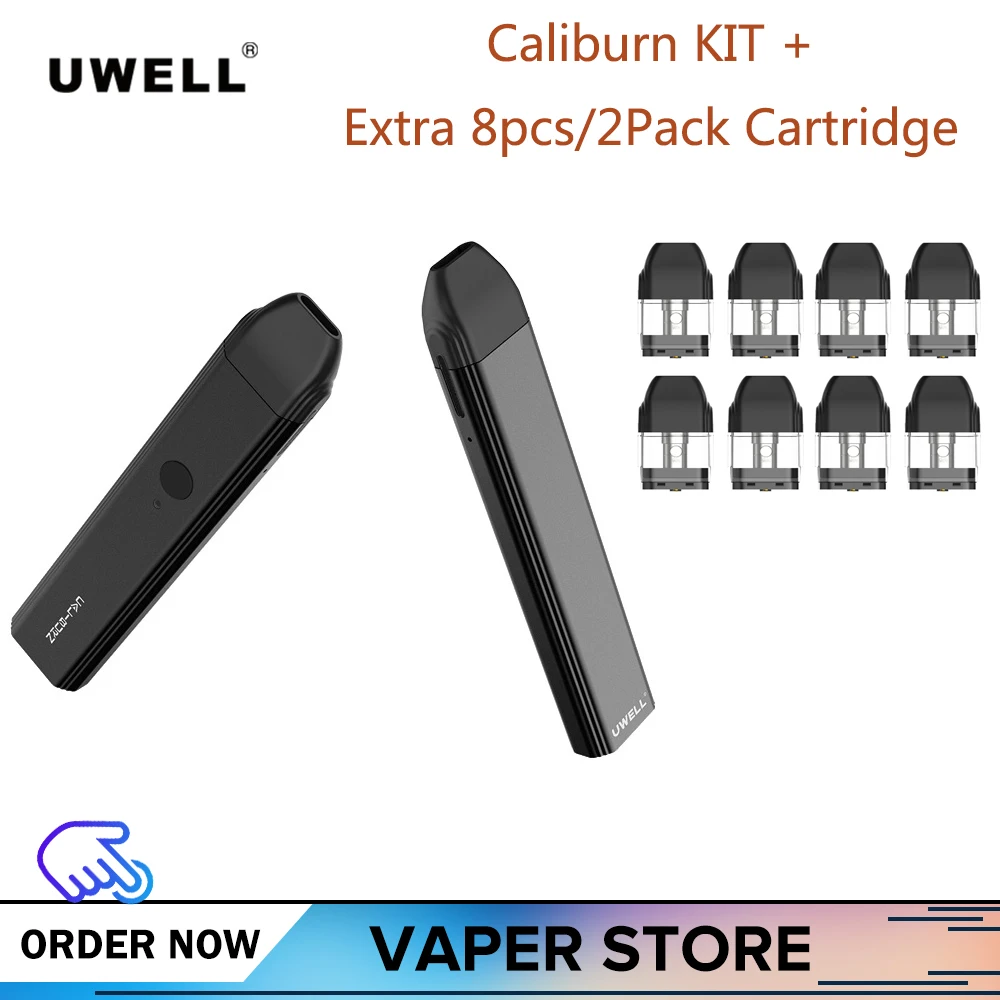 Оригинальный Uwell Caliburn Mod VAPE Pod с 8 шт/2 пачка картриджа 2 мл встроенный аккумулятор 520