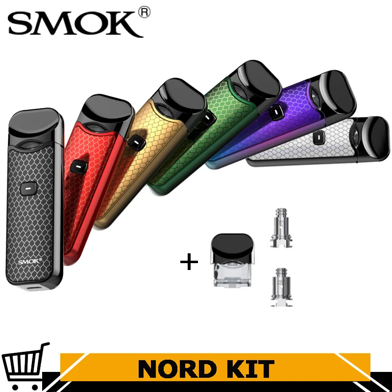 

Original Smok Nord Pod Starter Kit with 1100mAh Battery 3ML Cartridge Atomizer with Nord Mesh coil Electronic Cigarette Vape