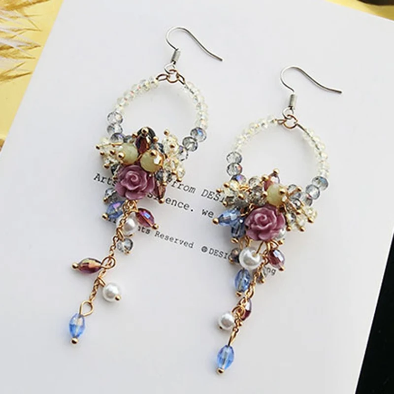 Trendy Bohemia Colorful Crystal Flowers Beaded Long Tassel Earrings Fashion Women Statement Earrings Luxury Holiday Jewelry Gift
Trendy Bohemia Colorful Crystal Flowers Beaded Long Tassel Earrings Fashion Women Statement Earrings Luxury Holiday Jewelry Gift