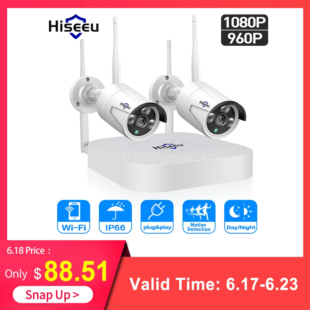 IP camera system Hiseeu wifi home security camera system wifi 4CH 1080P CCTV NVR Kit 2pcs 960P/1080P wireless video surveillance
IP camera system Hiseeu wifi home security camera system wifi 4CH 1080P CCTV NVR Kit 2pcs 960P/1080P wireless video surveillance
