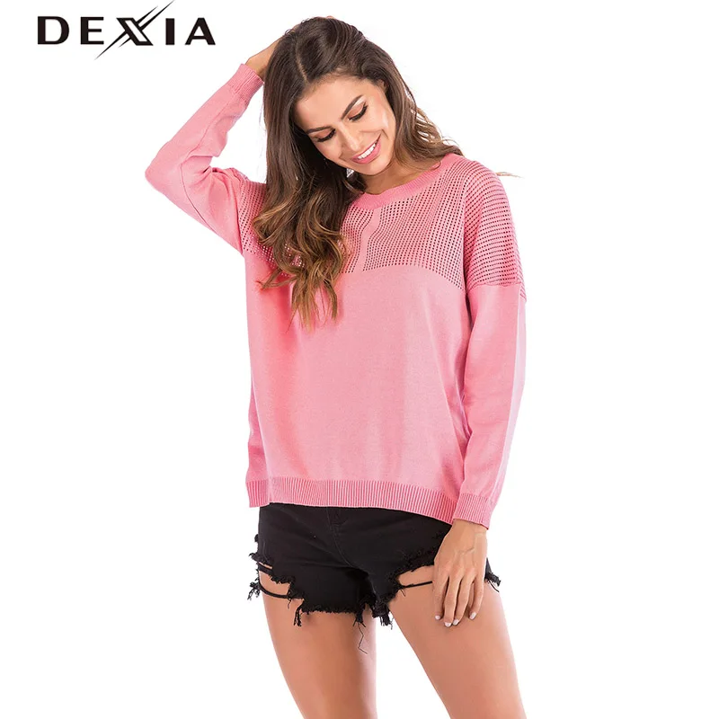 DEXIA Autumn Pink Sweater Loose Long Sleeve Hollow Out Winter Femme Clothes Warm Sweater Pullovers Sexy Casual Tops Clothes 5820
DEXIA Autumn Pink Sweater Loose Long Sleeve Hollow Out Winter Femme Clothes Warm Sweater Pullovers Sexy Casual Tops Clothes 5820