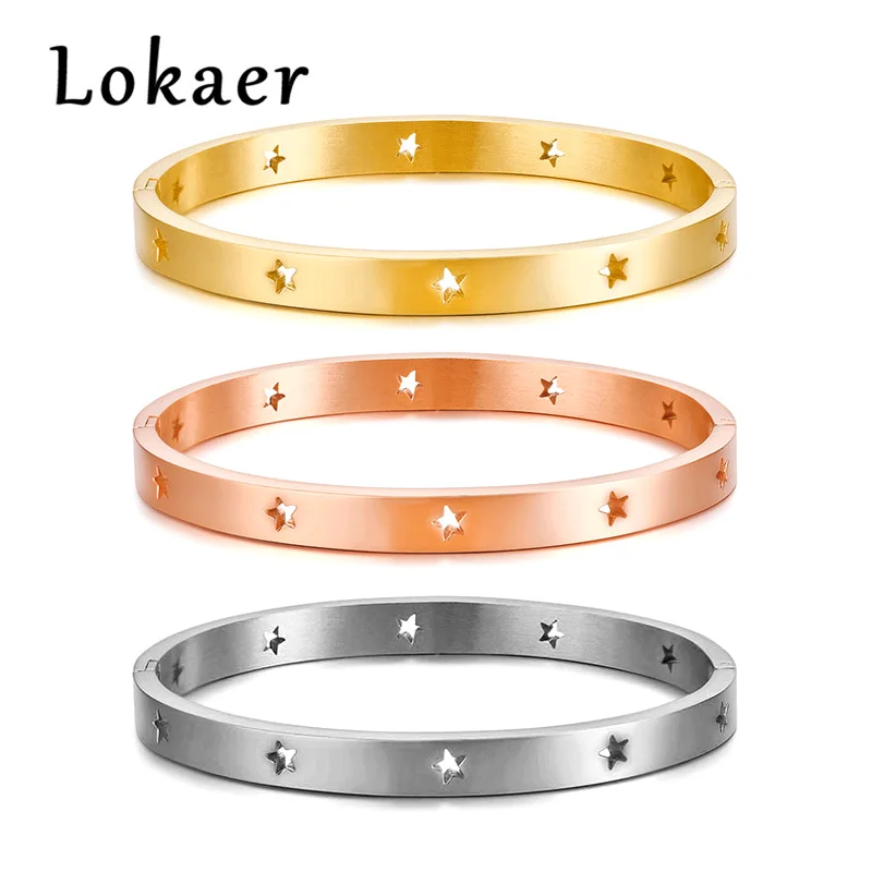 Lokaer 6mm Stainless Steel Bangle for Women Unique Hollow Stars Female Cuff Bracelets Temperament Lady Party Jewelry B18165
Lokaer 6mm Stainless Steel Bangle for Women Unique Hollow Stars Female Cuff Bracelets Temperament Lady Party Jewelry B18165