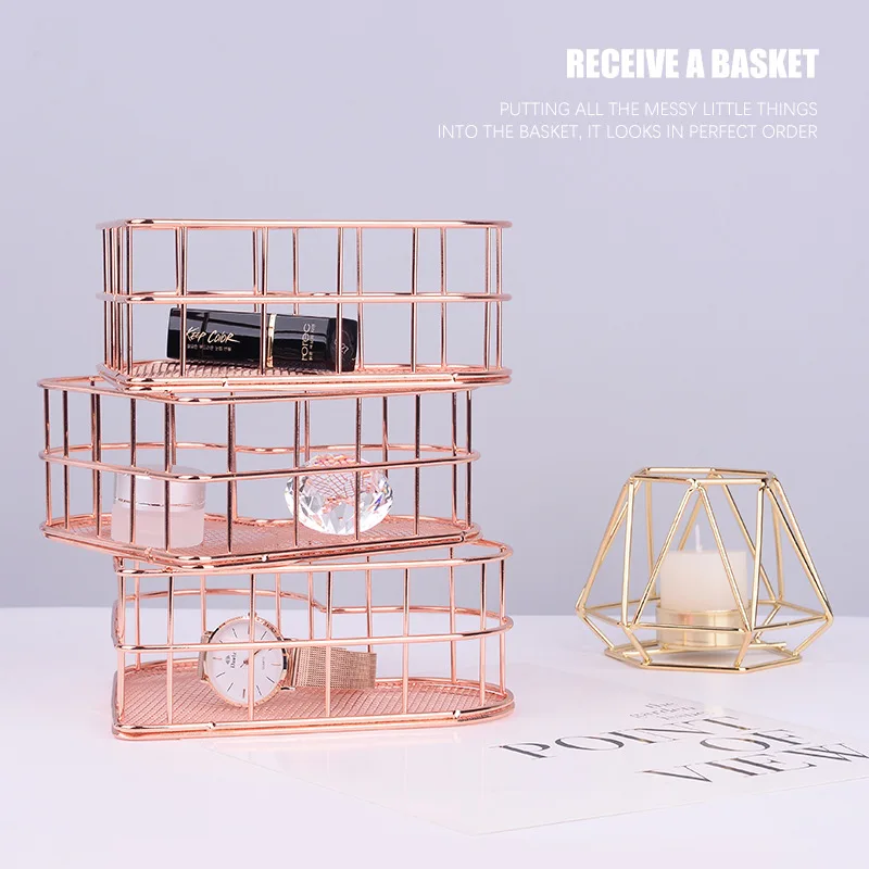Multifuncational Nordic Rose Gold Metal Desktop Storage Basket Fruit Container Pen Holder Jewelry Cosmetic Stationery Organizer
Multifuncational Nordic Rose Gold Metal Desktop Storage Basket Fruit Container Pen Holder Jewelry Cosmetic Stationery Organizer