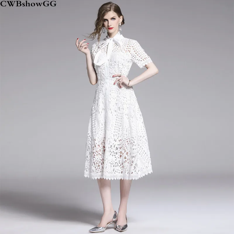 CWBshowGG Lace Dress 2019 New Popular Women's Hollow Out Short-Sleeved Single-Breasted Summer Bow Lace-Up Knee-Length Dress
CWBshowGG Lace Dress 2019 New Popular Women's Hollow Out Short-Sleeved Single-Breasted Summer Bow Lace-Up Knee-Length Dress