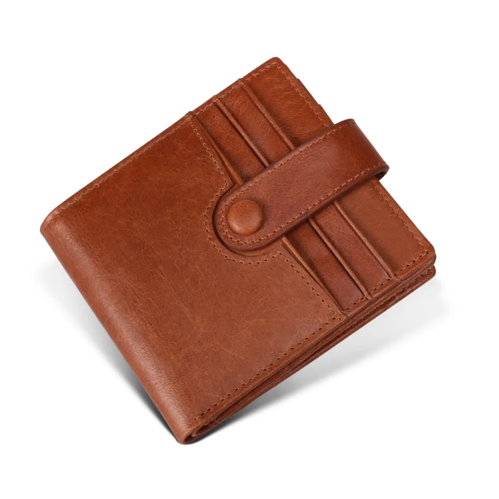 Подлинная кожаный бумажник для Для мужчин короткие ID Wallet RFID анти-Магнитный