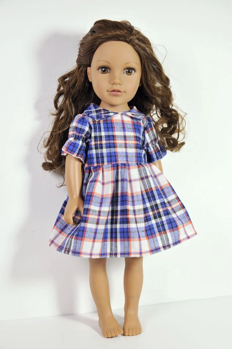 plaid dress Clothes for dolls fits 45 cm American Girl doll and Zapf baby born doll 2