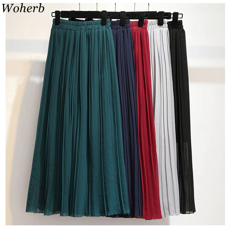 Woherb Female Chiffon Pants Women's Summer Wide Leg Calf-Length Trousers Elastic High Waist Loose Office Lady Capris Pants 22653
Woherb Female Chiffon Pants Women's Summer Wide Leg Calf-Length Trousers Elastic High Waist Loose Office Lady Capris Pants 22653