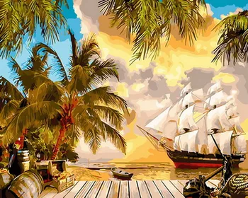 

Frameless diy paintings by numbers paint by number for home decor oil picture painting 5065cm sailboat