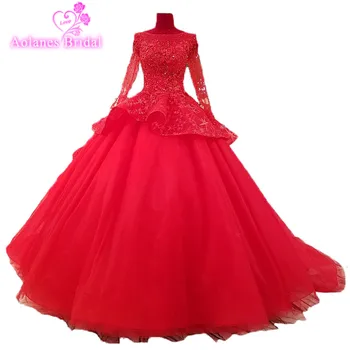 2018 New Arrival Prom Dress Gown Red Tulle Scoop Chapel Train Ball Gown Full Sleeves Evening Dresses Long Abiye Gece Elbisesi
2018 New Arrival Prom Dress Gown Red Tulle Scoop Chapel Train Ball Gown Full Sleeves Evening Dresses Long Abiye Gece Elbisesi