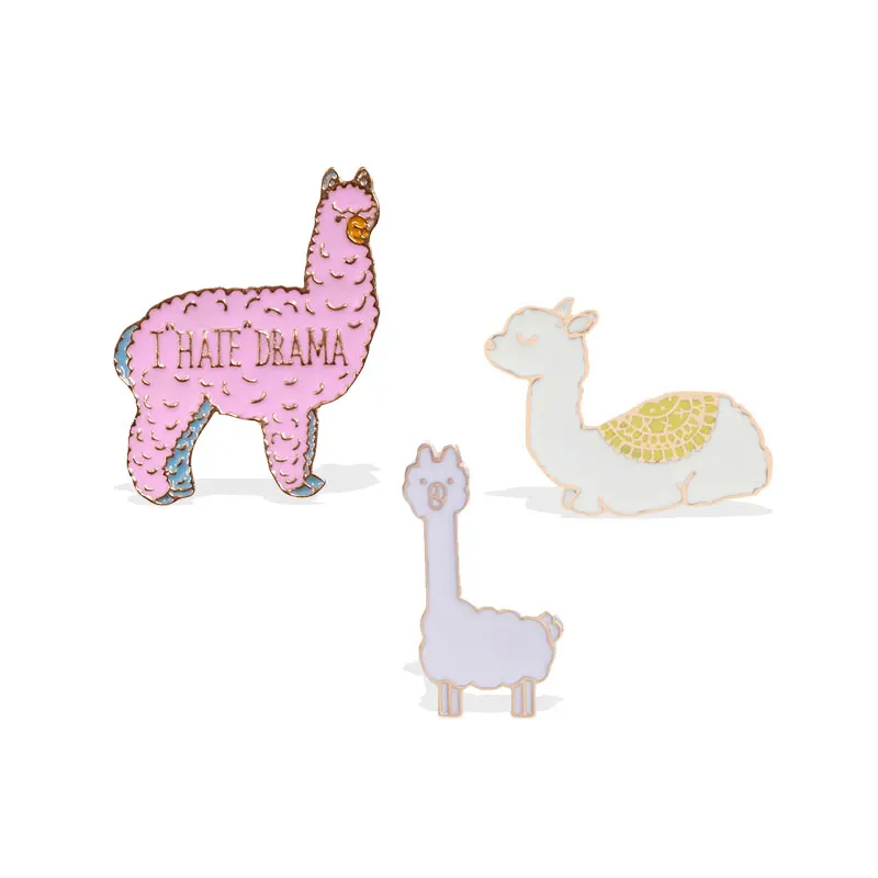 

Cute Sheep Alpaca Brooch For Woman Jewelry Pink White Enamel Pin Clothes Bag Accessory Men Cartoon Animal Metal Badge Child Gift